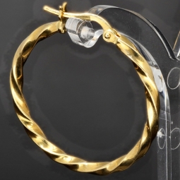 Glänzend polierte Twist - Creolen aus edlem Gold (14K 585 Gelbgold)