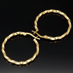 Glänzend polierte Twist - Creolen aus edlem Gold (14K 585 Gelbgold)