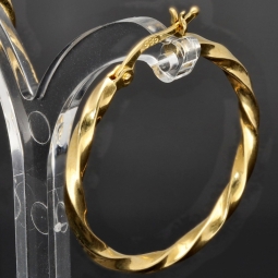 Glänzend polierte Twist - Creolen aus edlem Gold (14K 585 Gelbgold)