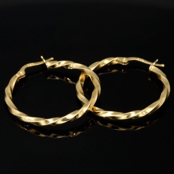 Glänzend polierte Twist - Creolen aus edlem Gold (14K 585 Gelbgold)