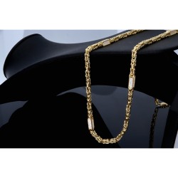 Bling-Bling Königskette mit Zirkoniabesatz aus 14K 585er Gold (Gelbgold) - ca. 65cm, 4,5 mm, 28,9g
