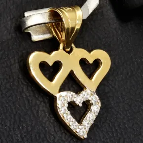 Stilvoller Herz-Anhänger aus hochwertigem 585er 14K Gold (Bicolor - Gelbgold und Weißgold) mit funkelnden Zirkonia