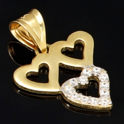 Stilvoller Herz-Anhänger aus hochwertigem 585er 14K Gold (Bicolor - Gelbgold und Weißgold) mit funkelnden Zirkonia