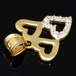 Stilvoller Herz-Anhänger aus hochwertigem 585er 14K Gold (Bicolor - Gelbgold und Weißgold) mit funkelnden Zirkonia