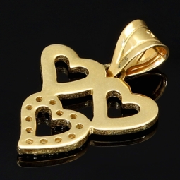 Stilvoller Herz-Anhänger aus hochwertigem 585er 14K Gold (Bicolor - Gelbgold und Weißgold) mit funkelnden Zirkonia