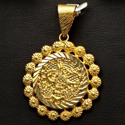 Funkelnder Osmanischer, türkischer Kurush-Anhänger mit aufwendigen und feinen Details aus hochwertigem Gold (14K 585 Gelbgold)
