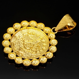 Funkelnder Osmanischer, türkischer Kurush-Anhänger mit aufwendigen und feinen Details aus hochwertigem Gold (14K 585 Gelbgold)