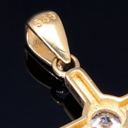 Eleganter Kreuz-Anhänger aus edlem 585er (14 Karat) Gelbgold mit funkelndem Zirkoniabesatz