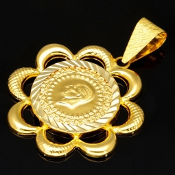 Osmanischer, türkischer Kurush-Anhänger (Çeyrek Cumhuriyet) mit der Darstellung Kemal Atatürk, mit feinen Details, hochwertigem Gold (14K 585 Gelbgold)