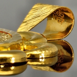 Osmanischer, türkischer Kurush-Anhänger (Çeyrek Cumhuriyet) mit der Darstellung Kemal Atatürk, mit feinen Details, hochwertigem Gold (14K 585 Gelbgold)