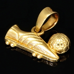 Fußball-Töppen-Fussballschuh-Anhänger mit feinen Details aus funkelndem Gold (14K 585 Gelbgold)