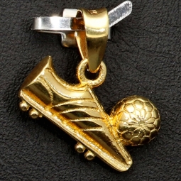 Fußball-Töppen-Fussballschuh-Anhänger mit feinen Details aus funkelndem Gold (14K 585 Gelbgold)