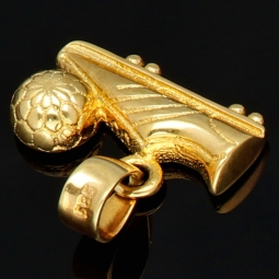 Fußball-Töppen-Fussballschuh-Anhänger mit feinen Details aus funkelndem Gold (14K 585 Gelbgold)