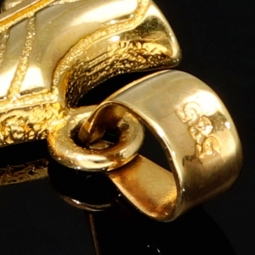 Fußball-Töppen-Fussballschuh-Anhänger mit feinen Details aus funkelndem Gold (14K 585 Gelbgold)