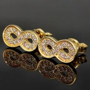 Trendige Infinity-Ohrstecker - Unendlichkeitssymbol-Ohrstecker aus hochwertigem 585 / 14K Gold mit feinem Zirkonia
