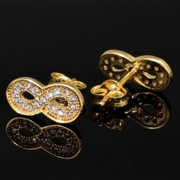 Trendige Infinity-Ohrstecker - Unendlichkeitssymbol-Ohrstecker aus hochwertigem 585 / 14K Gold mit feinem Zirkonia