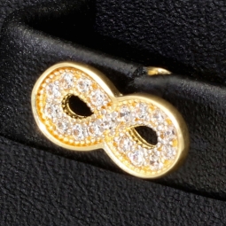 Trendige Infinity-Ohrstecker - Unendlichkeitssymbol-Ohrstecker aus hochwertigem 585 / 14K Gold mit feinem Zirkonia