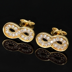 Trendige Infinity-Ohrstecker - Unendlichkeitssymbol-Ohrstecker aus hochwertigem 585 / 14K Gold mit feinem Zirkonia