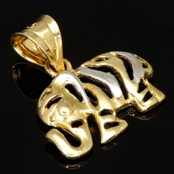 Exquisiter Elefanten-Anhänger aus funkelndem 14K 585 Bicolor Gold (Gelb- und Weissgold)