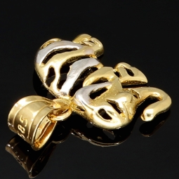 Exquisiter Elefanten-Anhänger aus funkelndem 14K 585 Bicolor Gold (Gelb- und Weissgold)