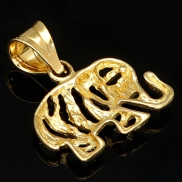 Exquisiter Elefanten-Anhänger aus funkelndem 14K 585 Bicolor Gold (Gelb- und Weissgold)