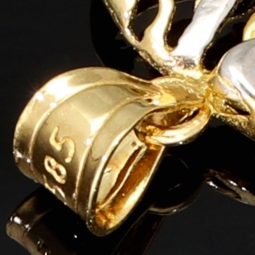 Exquisiter Elefanten-Anhänger aus funkelndem 14K 585 Bicolor Gold (Gelb- und Weissgold)