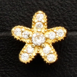 Edle Blumen-Ohrstecker in Blütenform (585er 14K) mit feinem, leuchtendem Zirkoniabesatz