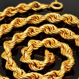 XXXL Kordelkette, hochwertig gearbeitet in ca. 95 cm MEGA Länge und ca. 8mm Breite aus edlem 585 Gold (14k)