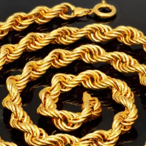 XXXL Kordelkette, hochwertig gearbeitet in ca. 95 cm MEGA Länge und ca. 8mm Breite aus edlem 585 Gold (14k)