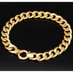 Exklusives Panzerarmband aus hochwertigem, hochglanzpoliertem 585er Gelbgold (14 Karat) mit einer Breite von ca. 9 mm und einer Länge von ca. 20,5 cm