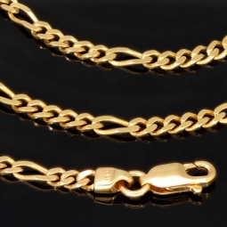 Hochwertig gearbeitete Goldkette /  Figarokette aus funkelndem Gold (333 / 8K Gelbgold) - ca. 60cm lang, ca. 3mm