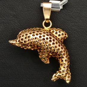 Kunstvoller Delfin-Anhänger in edlem Design aus hochwertigem Gold (14K 585 Gelbgold)