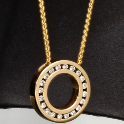 Christ Markenschmuck - Elegantes Schmuck-Set bestehend aus einer hochwertigen 14K / 585 Gold  - Goldkette (ca. 45cm) und einem Rondell-Anhänger mit Brillanten
