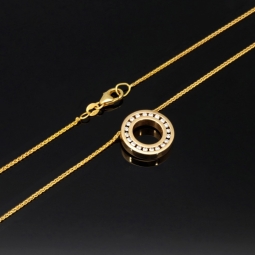 Christ Markenschmuck - Elegantes Schmuck-Set bestehend aus einer hochwertigen 14K / 585 Gold  - Goldkette (ca. 45cm) und einem Rondell-Anhänger mit Brillanten