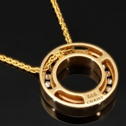 Christ Markenschmuck - Elegantes Schmuck-Set bestehend aus einer hochwertigen 14K / 585 Gold  - Goldkette (ca. 45cm) und einem Rondell-Anhänger mit Brillanten