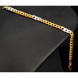 Panzerarmband in außergewöhnlichem Design aus funkelndem  8K, 333 Bicolor Gold (Gelbgold und Weißgold) mit Zirkonia in ca. 19,5cm und 5mm