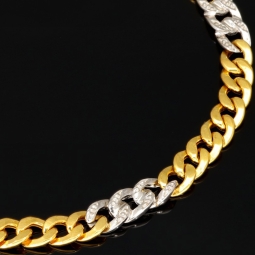 Panzerarmband in außergewöhnlichem Design aus funkelndem  8K, 333 Bicolor Gold (Gelbgold und Weißgold) mit Zirkonia in ca. 19,5cm und 5mm