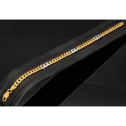 Panzerarmband in außergewöhnlichem Design aus funkelndem  8K, 333 Bicolor Gold (Gelbgold und Weißgold) mit Zirkonia in ca. 19,5cm und 5mm