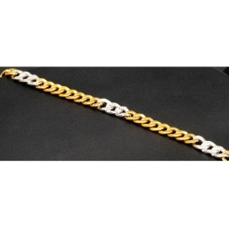 Panzerarmband in außergewöhnlichem Design aus funkelndem  8K, 333 Bicolor Gold (Gelbgold und Weißgold) mit Zirkonia in ca. 19,5cm und 5mm