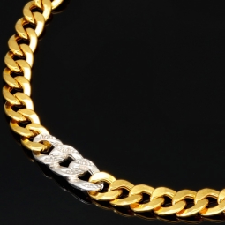 Panzerarmband in außergewöhnlichem Design aus funkelndem  8K, 333 Bicolor Gold (Gelbgold und Weißgold) mit Zirkonia in ca. 19,5cm und 5mm