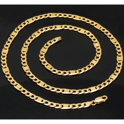 Exklusive Figaro-Panzerkette in markantem Design aus funkelndem 585 /14k Gold  (ca. 60cm, 5mm)