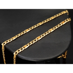 Exklusive Figaro-Panzerkette in markantem Design aus funkelndem 585 /14k Gold  (ca. 60cm, 5mm)
