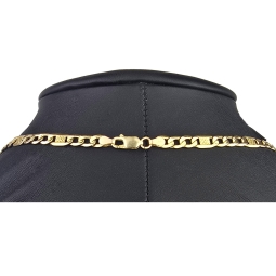 Exklusive Figaro-Panzerkette in markantem Design aus funkelndem 585 /14k Gold  (ca. 60cm, 5mm)