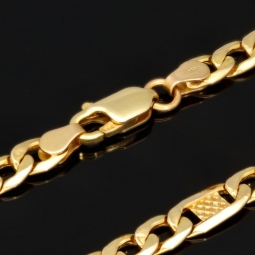 Exklusive Figaro-Panzerkette in markantem Design aus funkelndem 585 /14k Gold  (ca. 60cm, 5mm)