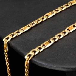 Exklusive Figaro-Panzerkette in markantem Design aus funkelndem 585 /14k Gold  (ca. 60cm, 5mm)