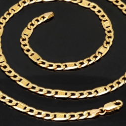 Exklusive Figaro-Panzerkette in markantem Design aus funkelndem 585 /14k Gold  (ca. 60cm, 5mm)