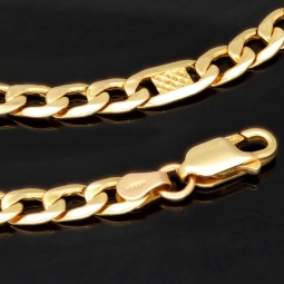 Exklusive Figaro-Panzerkette in markantem Design aus funkelndem 585 /14k Gold  (ca. 60cm, 5mm)