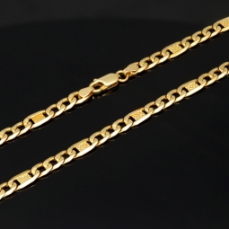 Exklusive Figaro-Panzerkette in markantem Design aus funkelndem 585 /14k Gold  (ca. 60cm, 5mm)