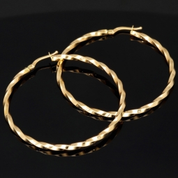 Spiral-Creolen in edlem Twist-Design aus hochwertigem 585er / 14K Gold