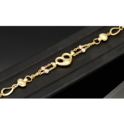 Außergewöhnliches Tricolor Armband aus edlem 585 14K Gold (Gelbgold, Weißgold und Rosegold) Längenverstellbar ca. 17,5 - 19 cm mit eingearbeiteten Herzen und Goldkügelchen